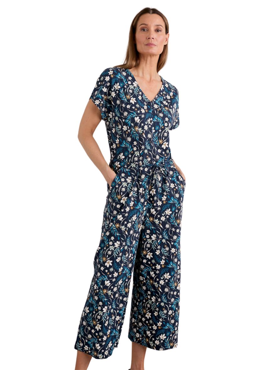 Womens Rose Trellis Wide Leg Jumpsuit