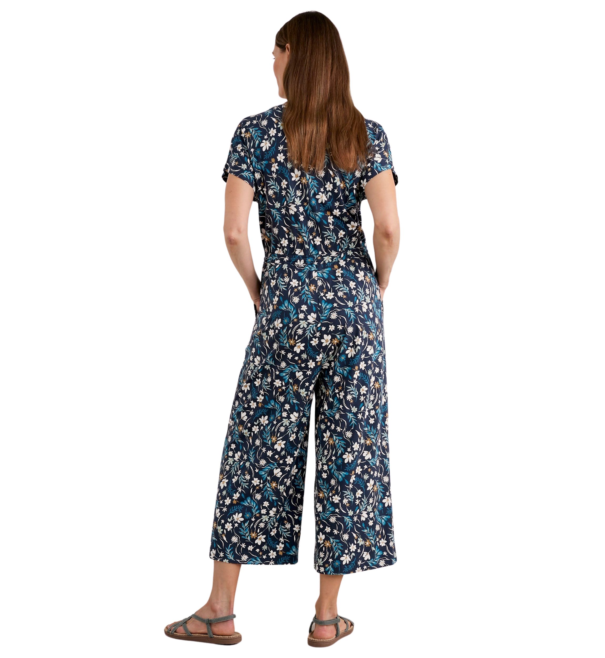 Womens Rose Trellis Wide Leg Jumpsuit