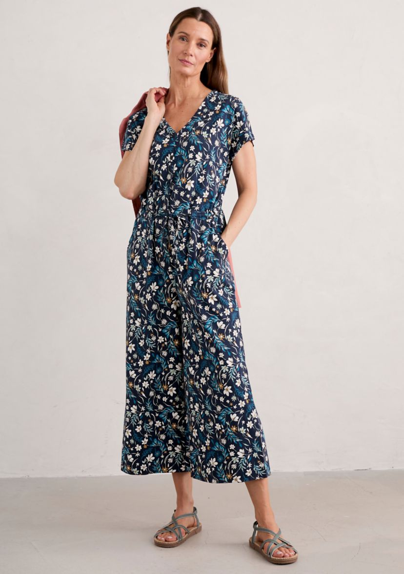 Womens Rose Trellis Wide Leg Jumpsuit