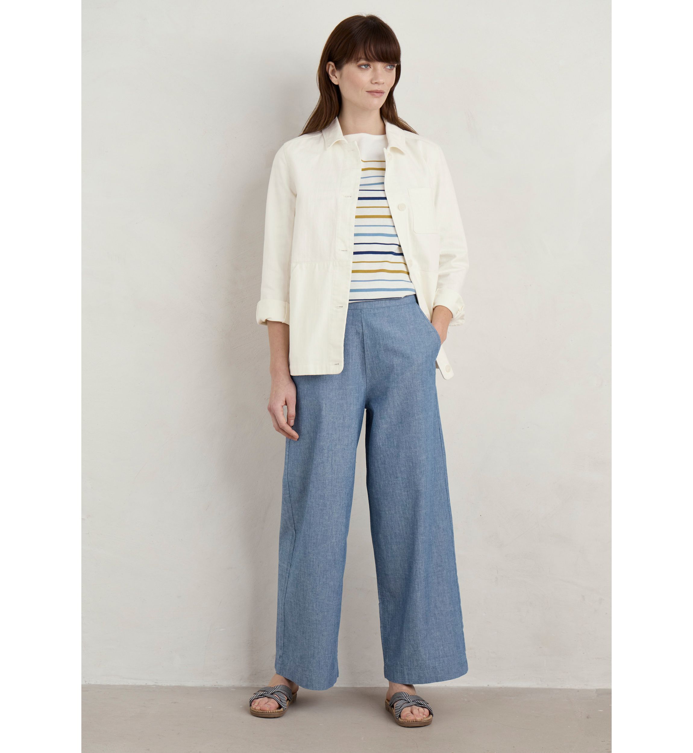 Womens Calluna Wide Leg Chambray Pants