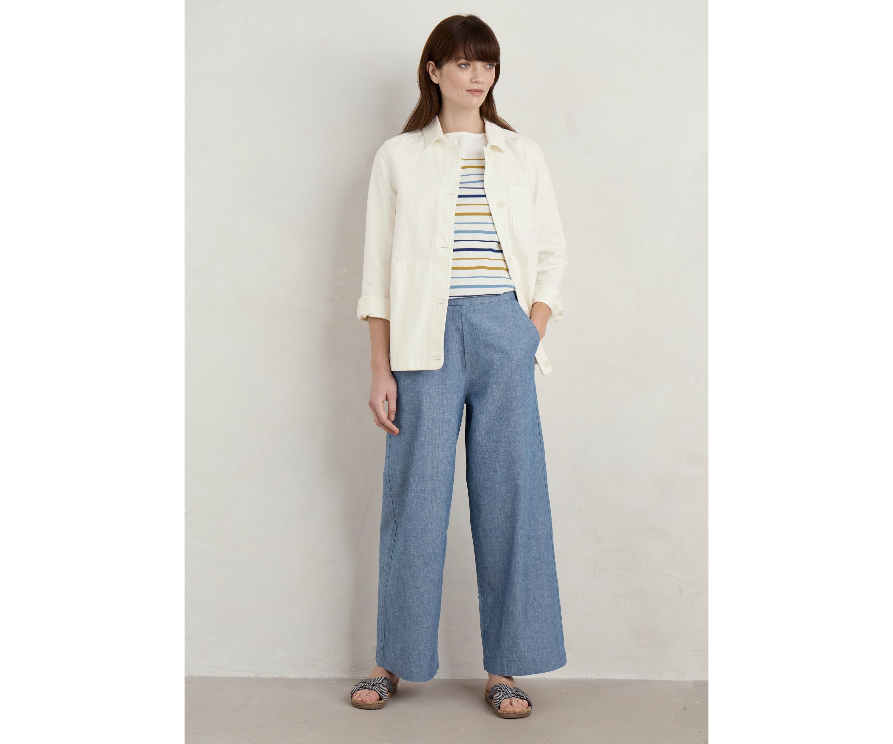 Womens Calluna Wide Leg Chambray Pants