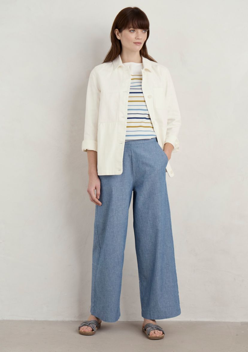 Womens Calluna Wide Leg Chambray Pants