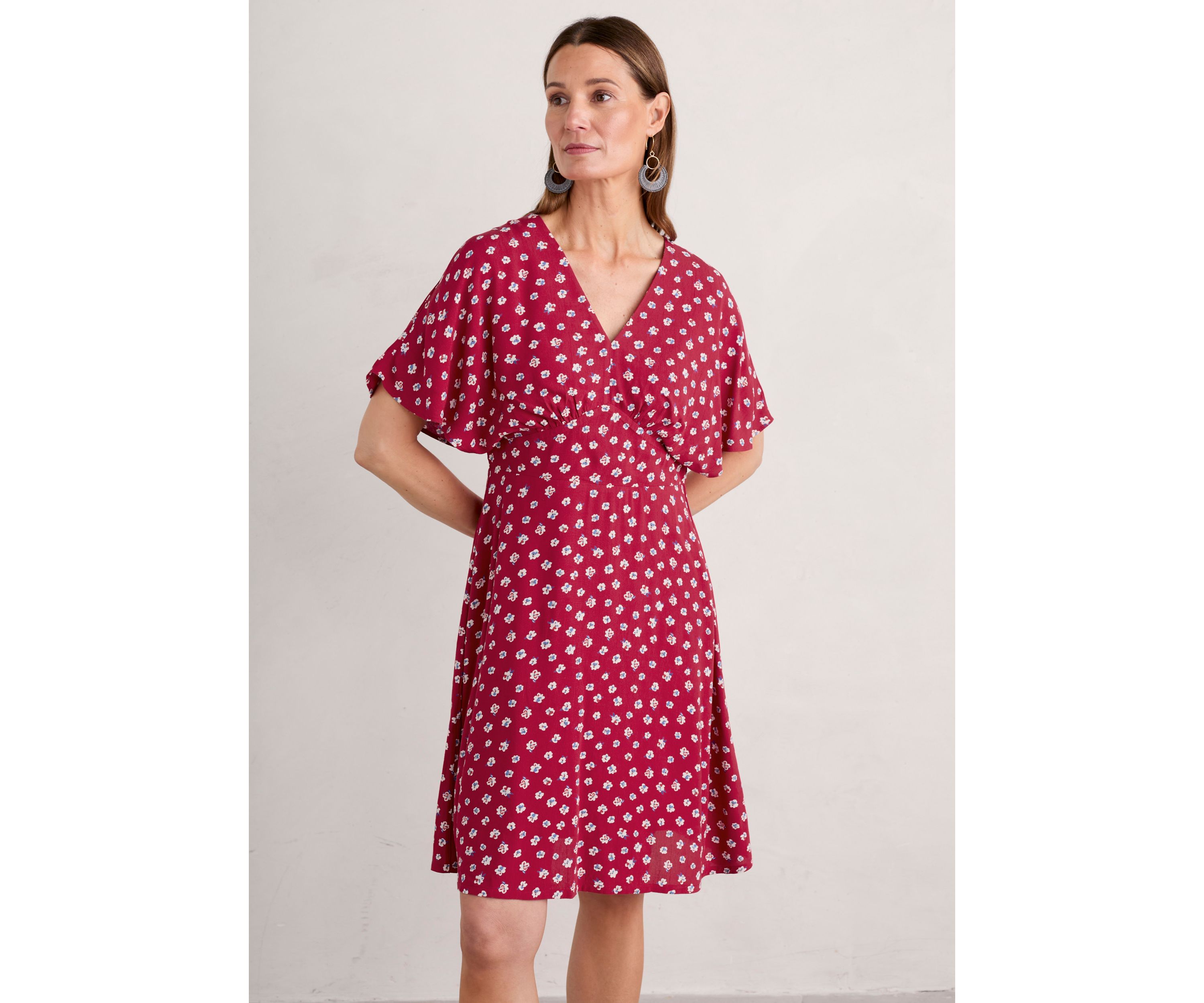 Womens Wilsey Empire Line Flared Sleeve Dress