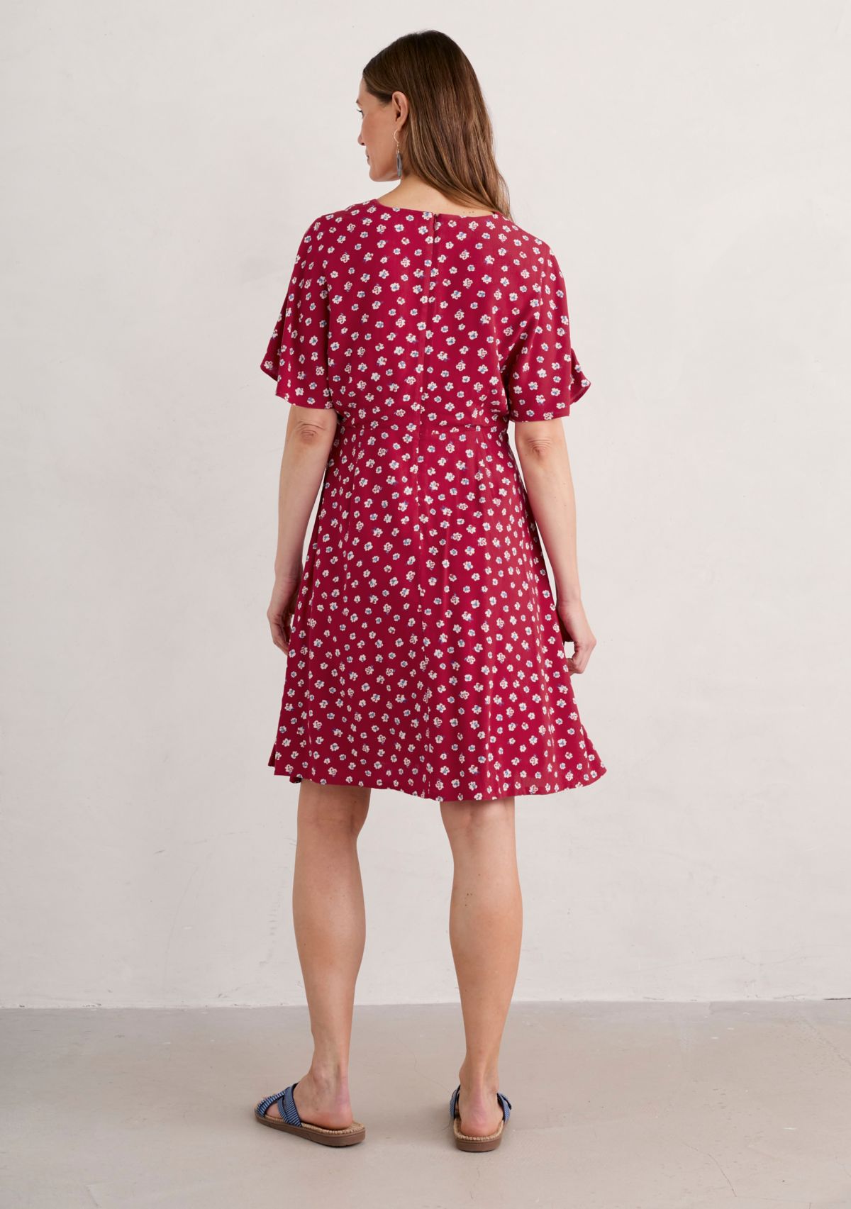 Womens Wilsey Empire Line Flared Sleeve Dress