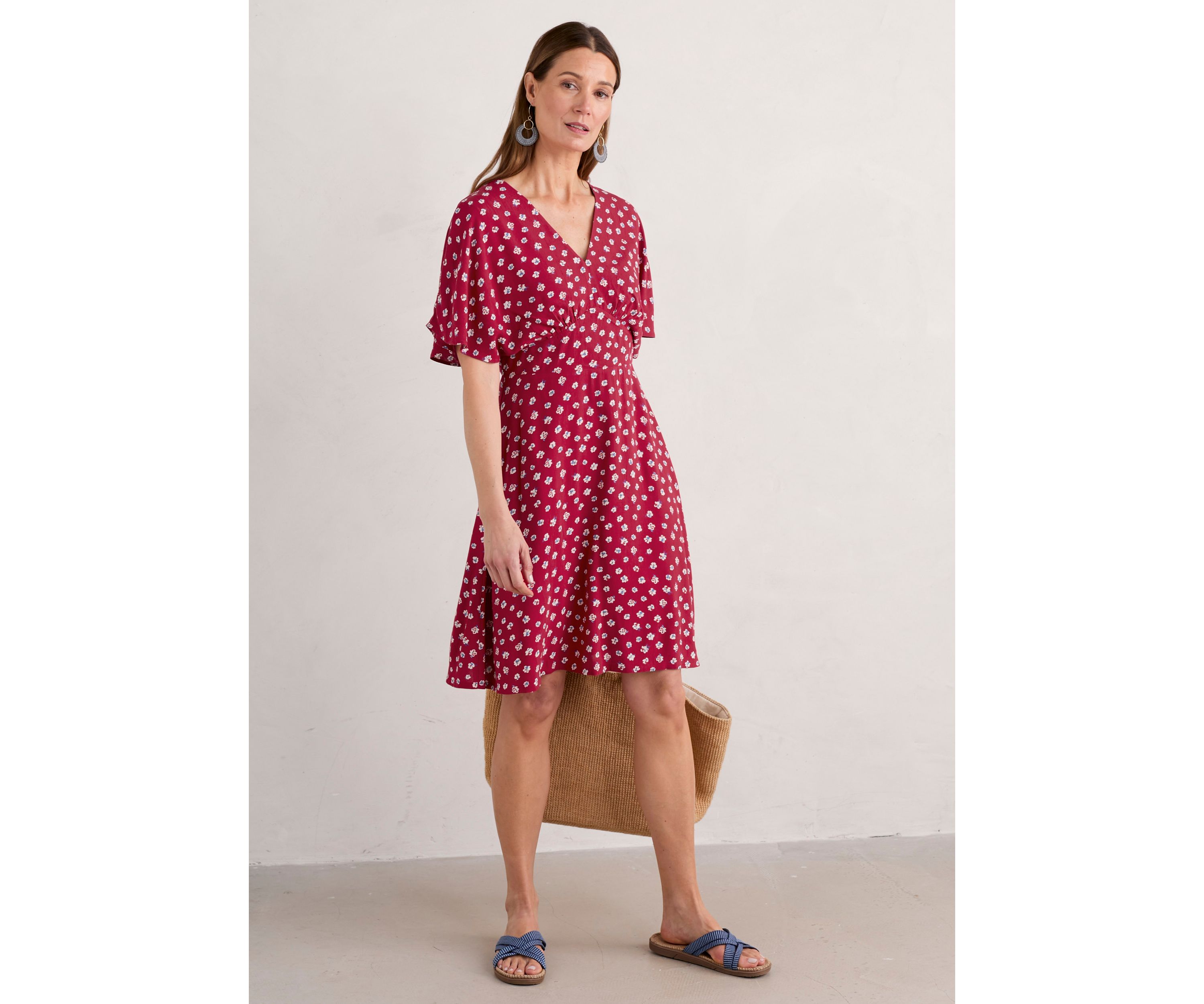 Womens Wilsey Empire Line Flared Sleeve Dress