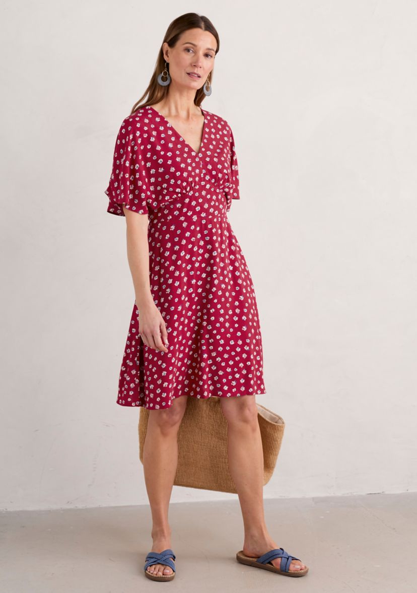 Womens Wilsey Empire Line Flared Sleeve Dress