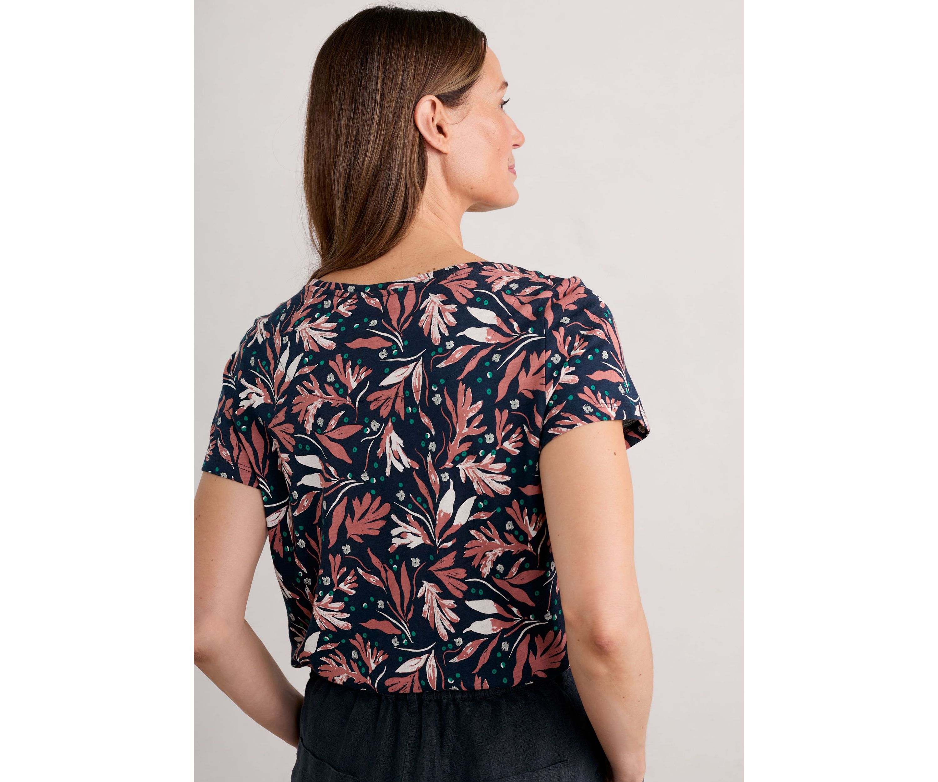Womens Appletree Printed Keyhole Detail T-Shirt