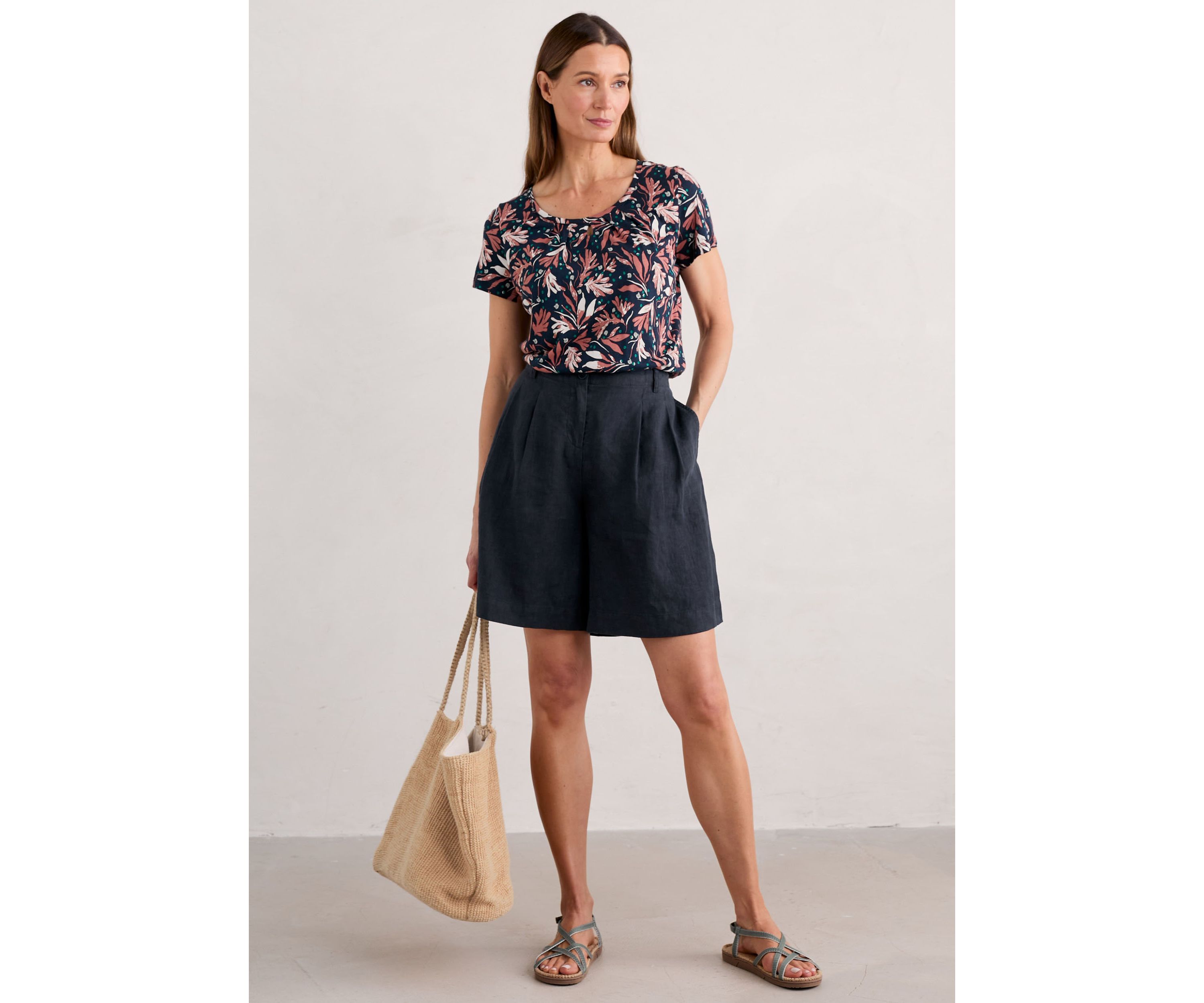 Womens Appletree Printed Keyhole Detail T-Shirt