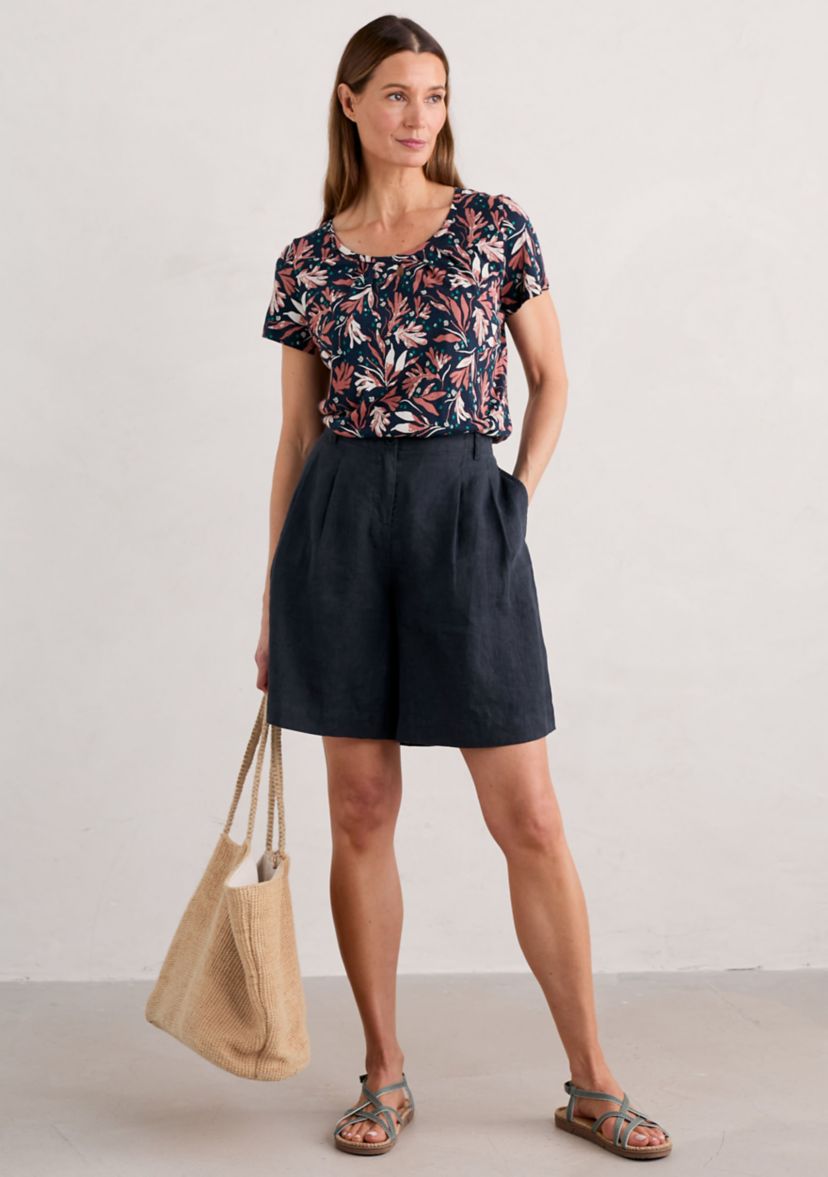 Womens Appletree Printed Keyhole Detail T-Shirt