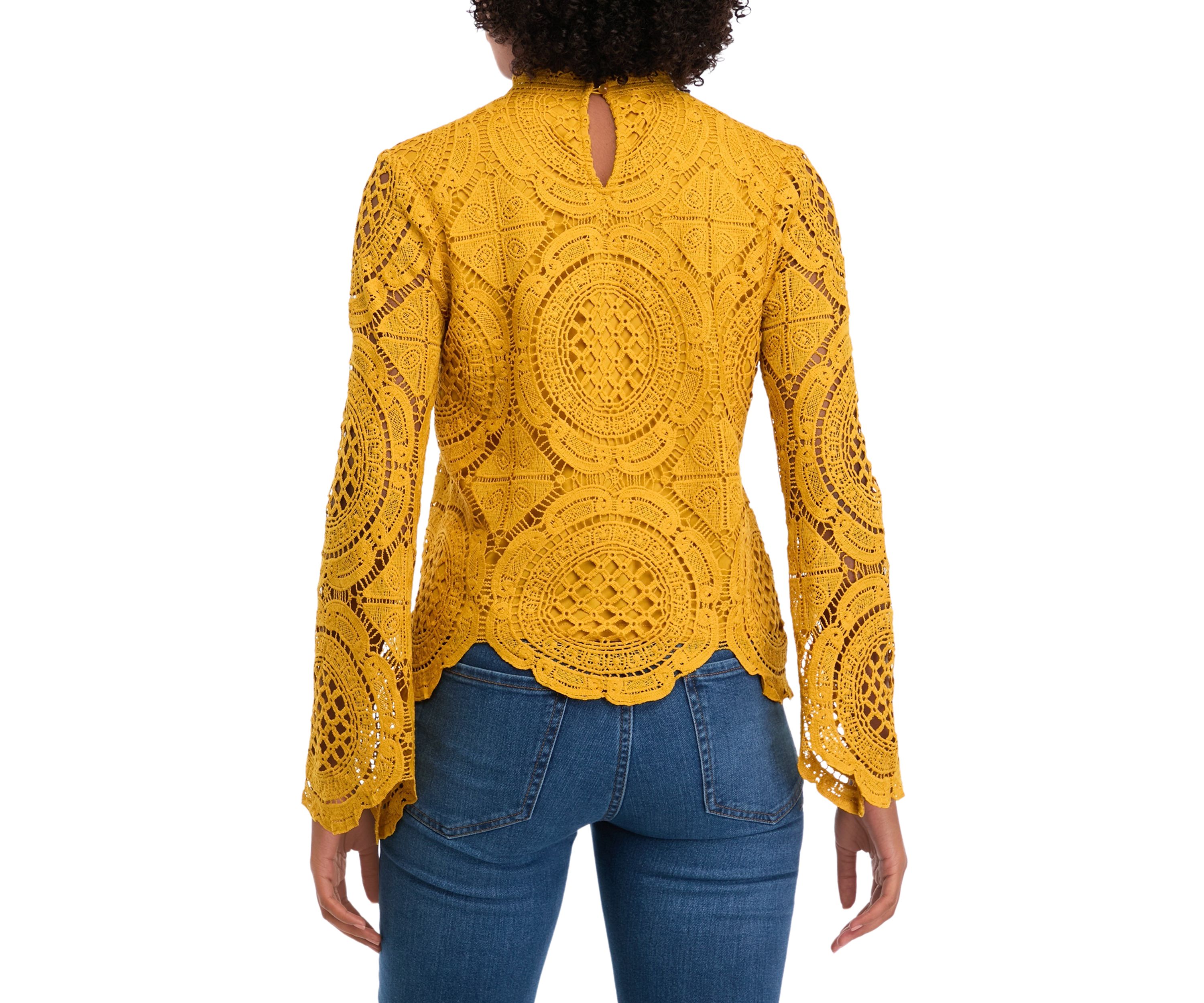 Womens Long Sleeve Eyelet Top