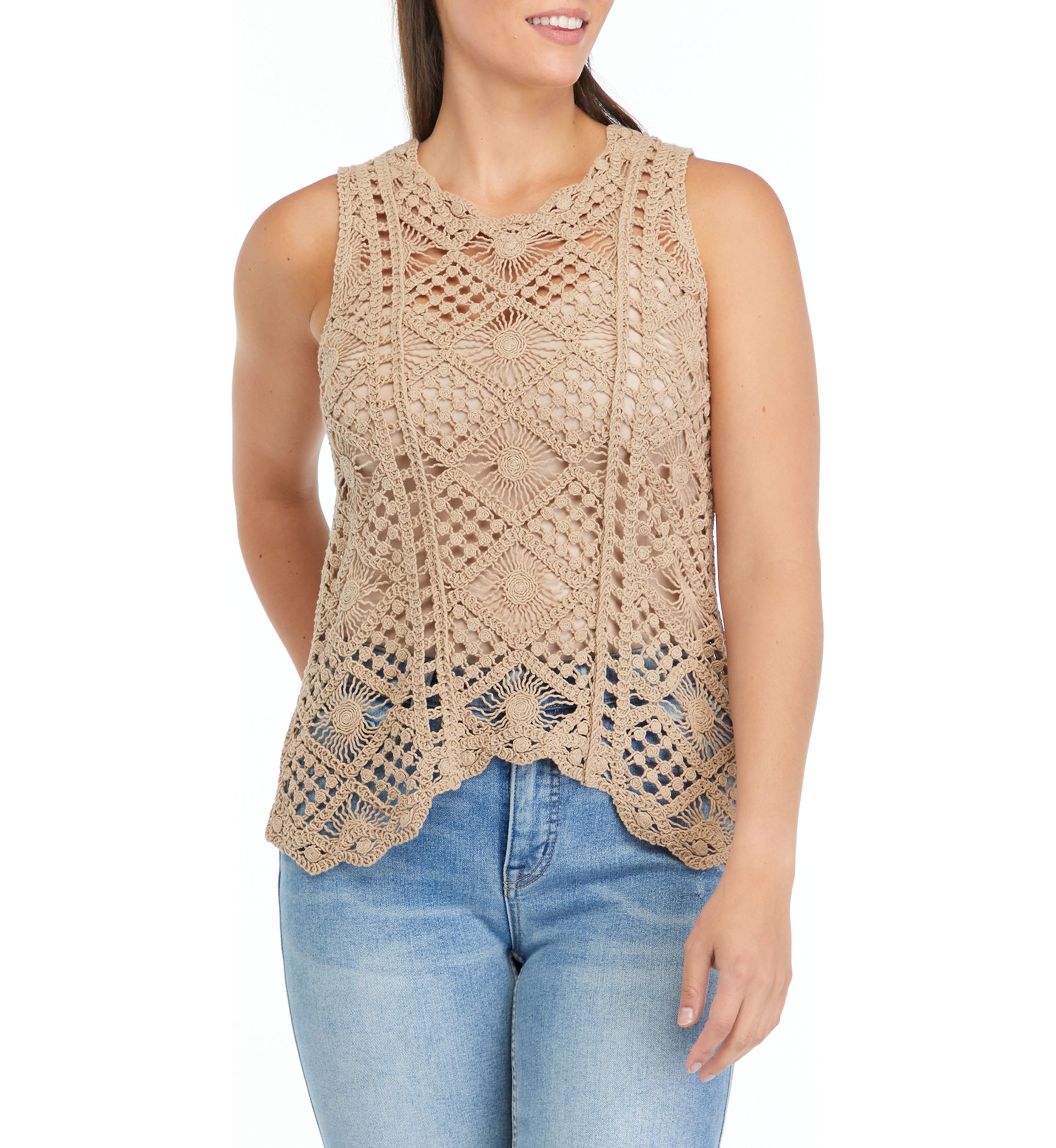 Womens Crochet Knit Tank Top