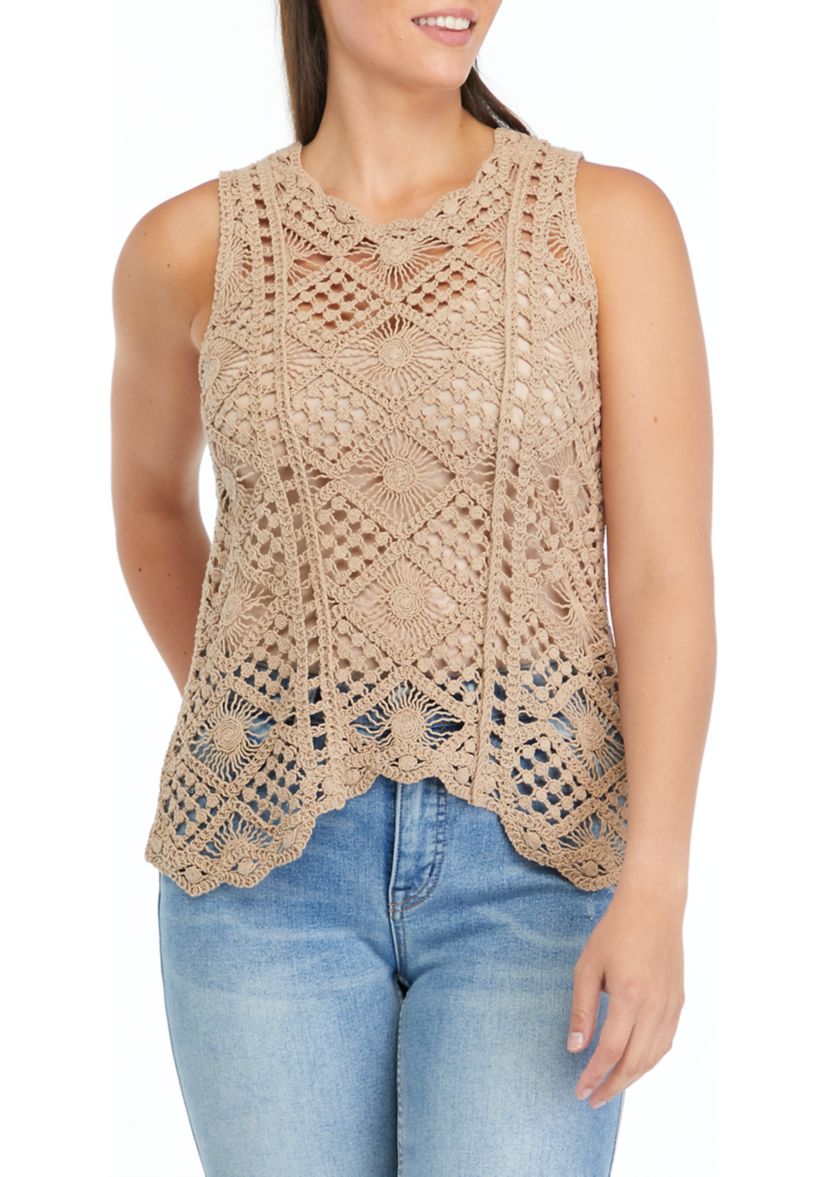 Womens Crochet Knit Tank Top