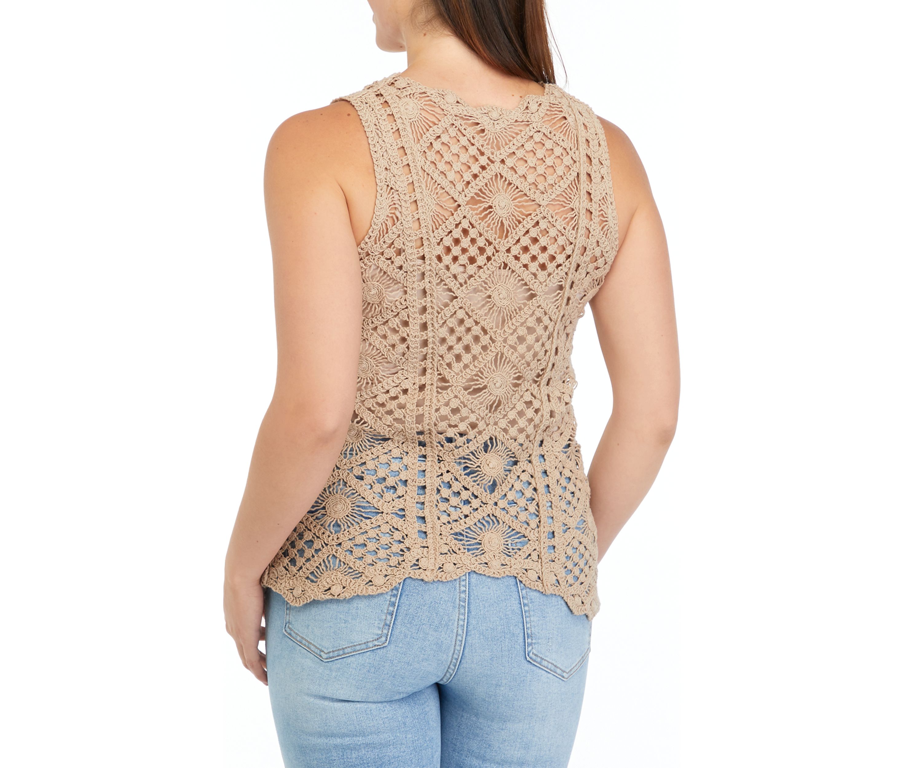 Womens Crochet Knit Tank Top