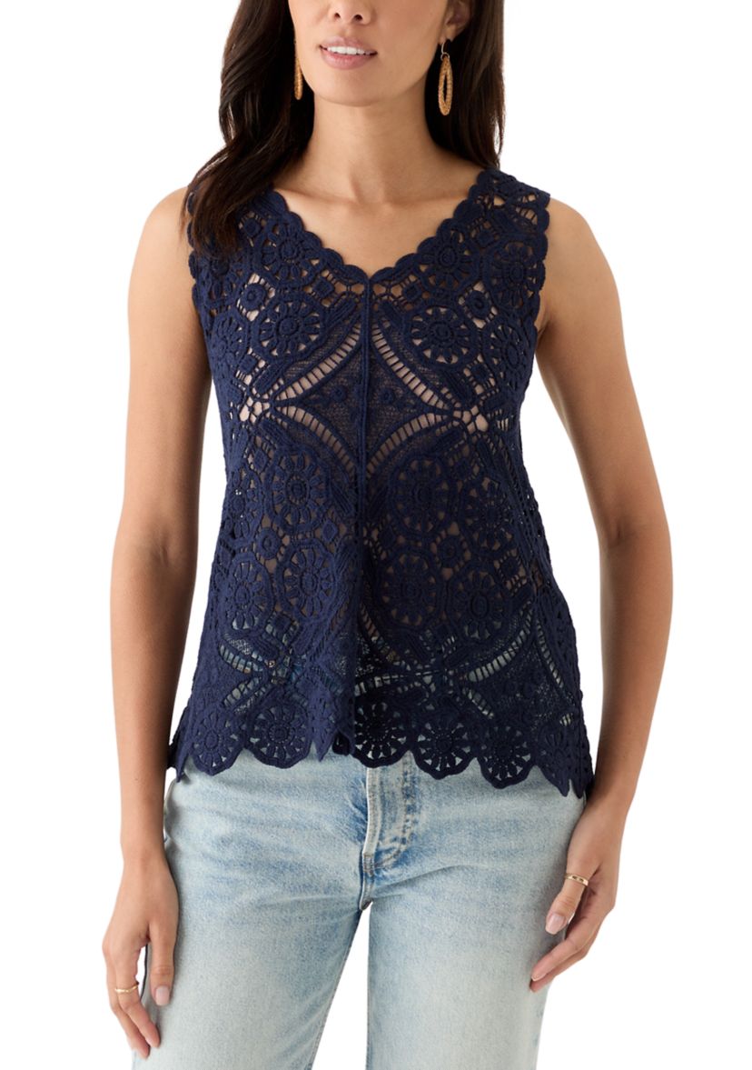 Womens Crochet V-Neck Tank Top