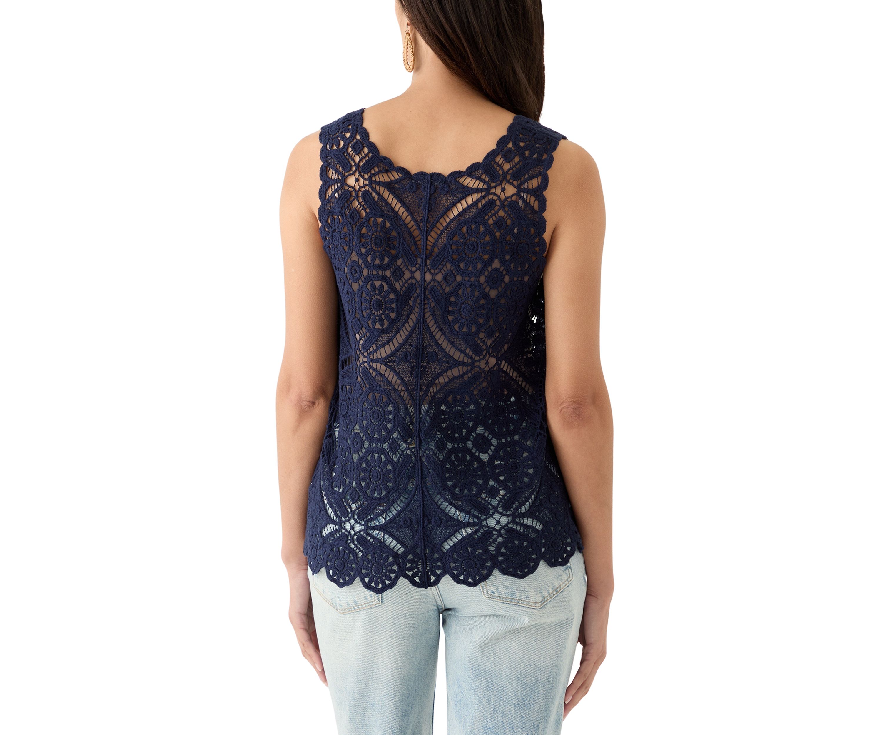 Womens Crochet V-Neck Tank Top