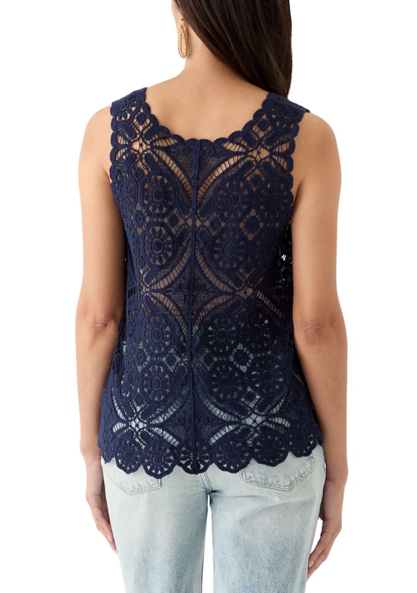Womens Crochet V-Neck Tank Top