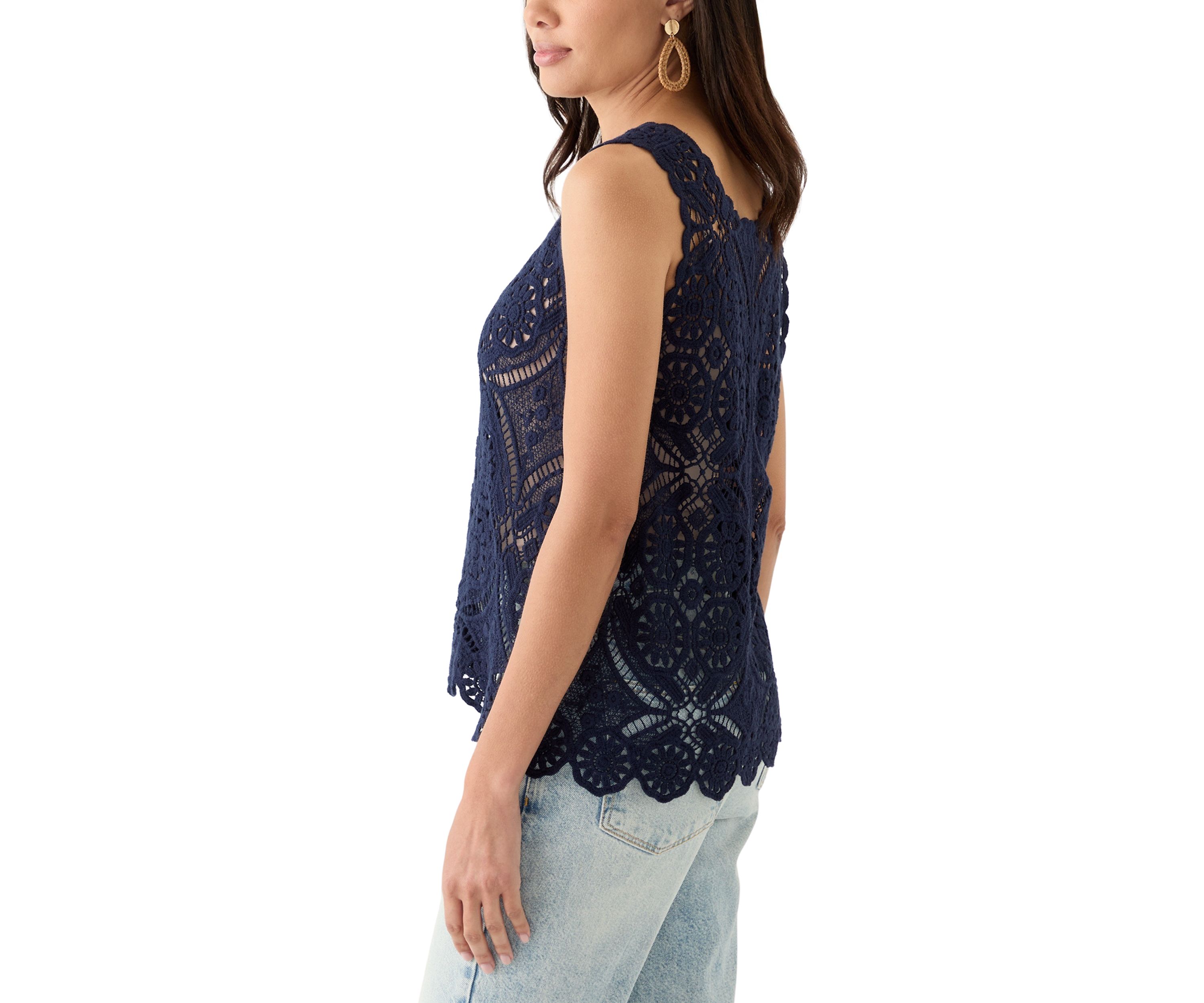 Womens Crochet V-Neck Tank Top