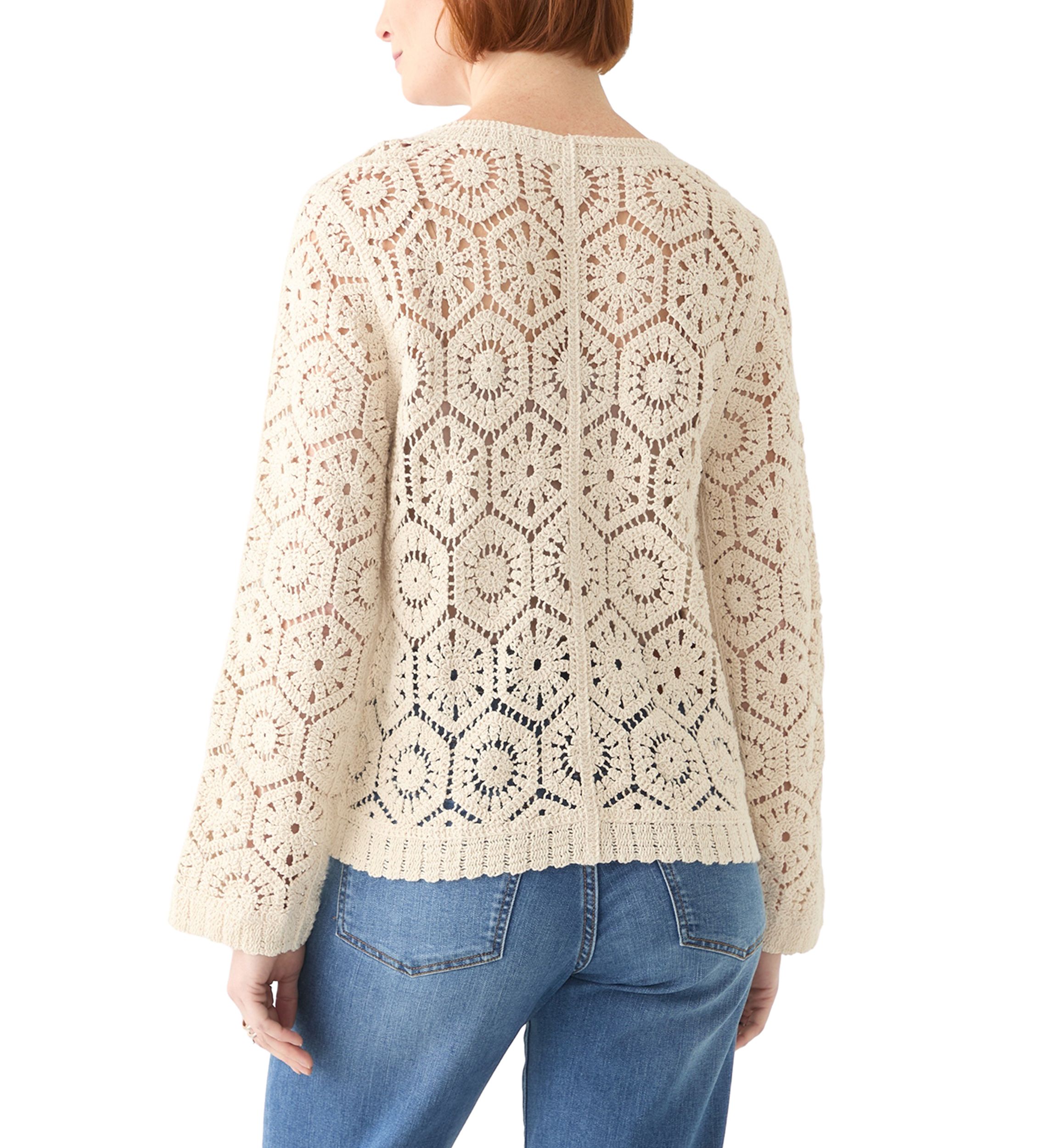 Womens Long Sleeve Crochet Cardigan 