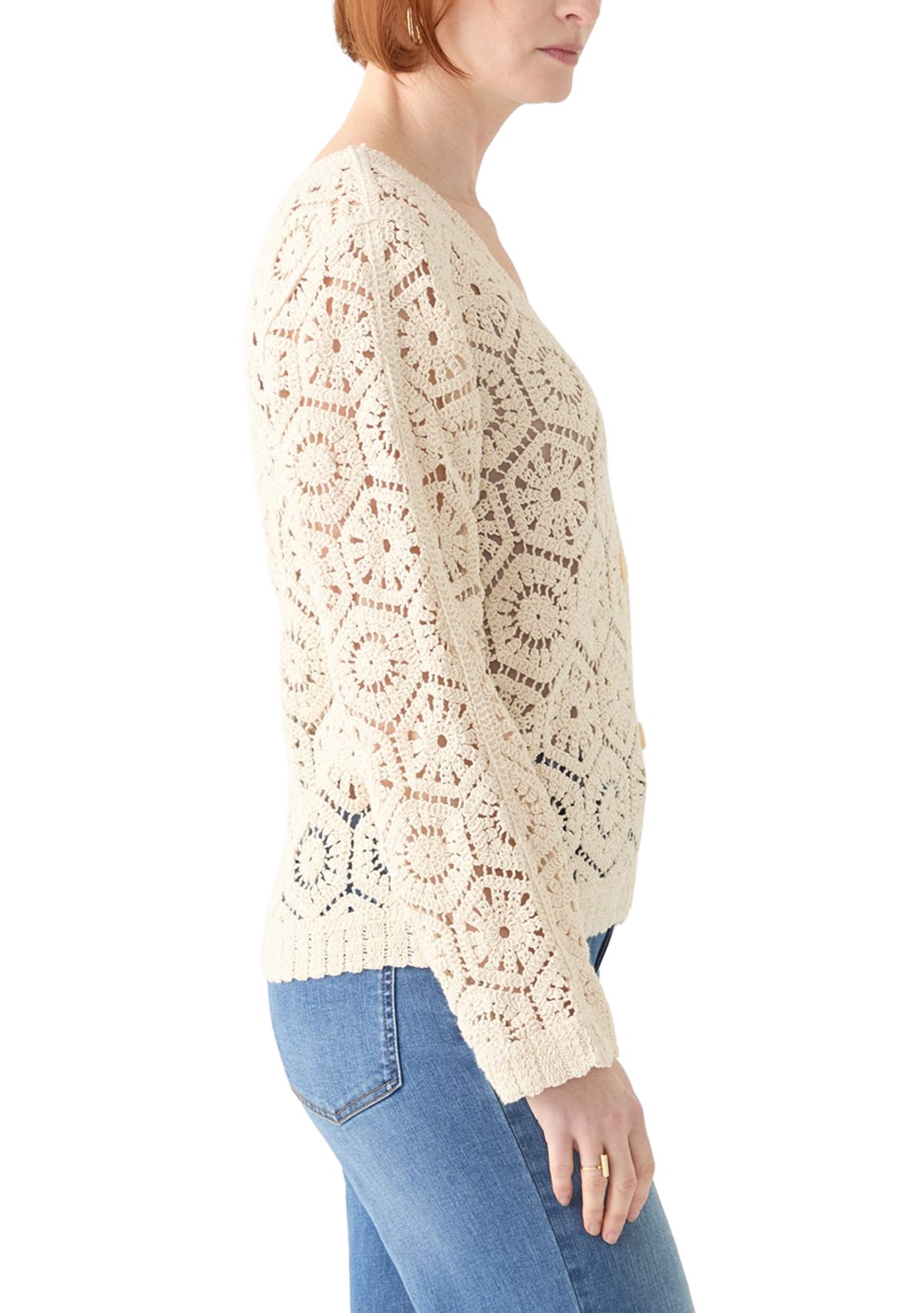 Womens Long Sleeve Crochet Cardigan 