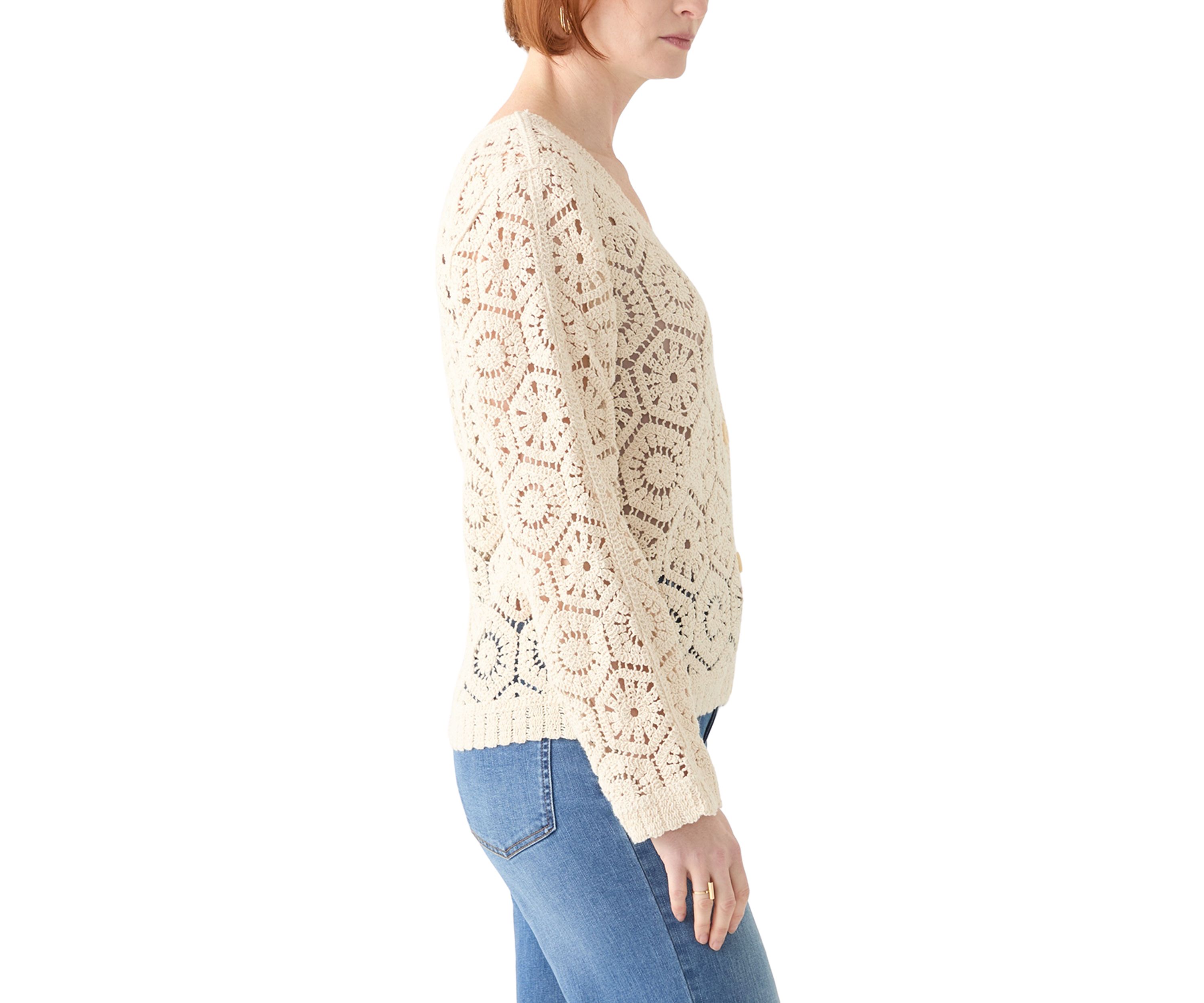 Womens Long Sleeve Crochet Cardigan 