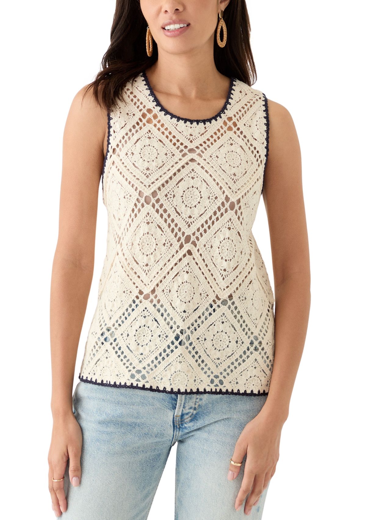 Womens Crochet Diamond Pattern Tank Top