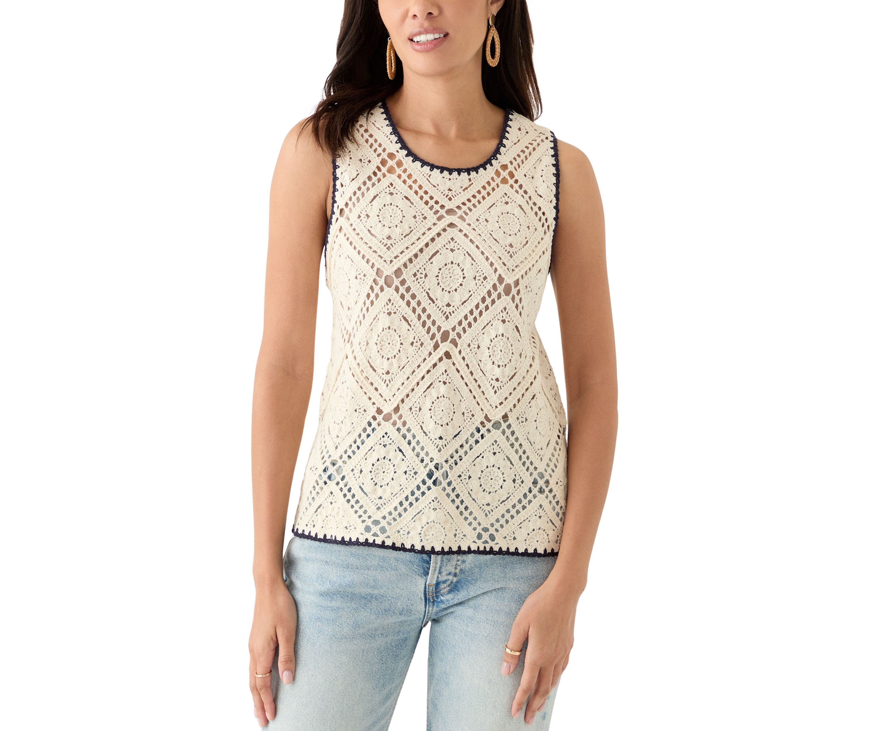 Womens Crochet Diamond Pattern Tank Top