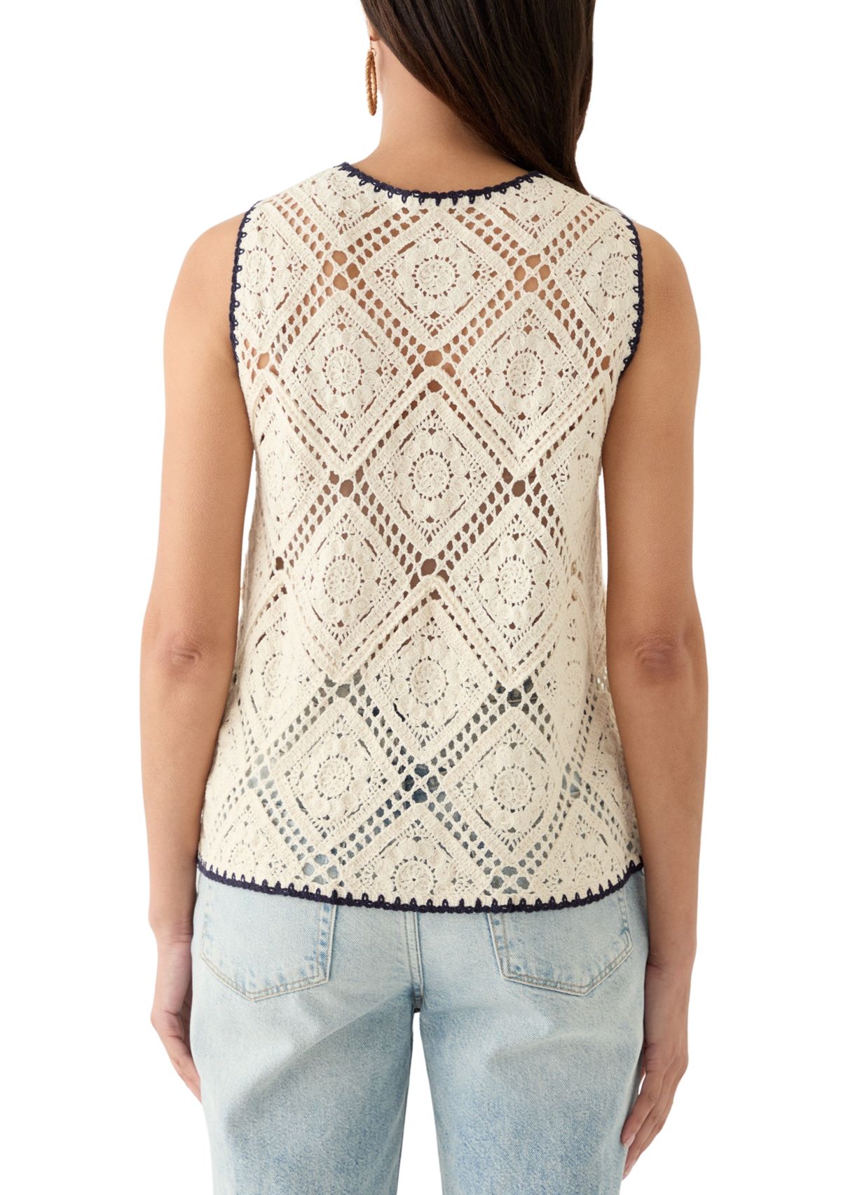 Womens Crochet Diamond Pattern Tank Top