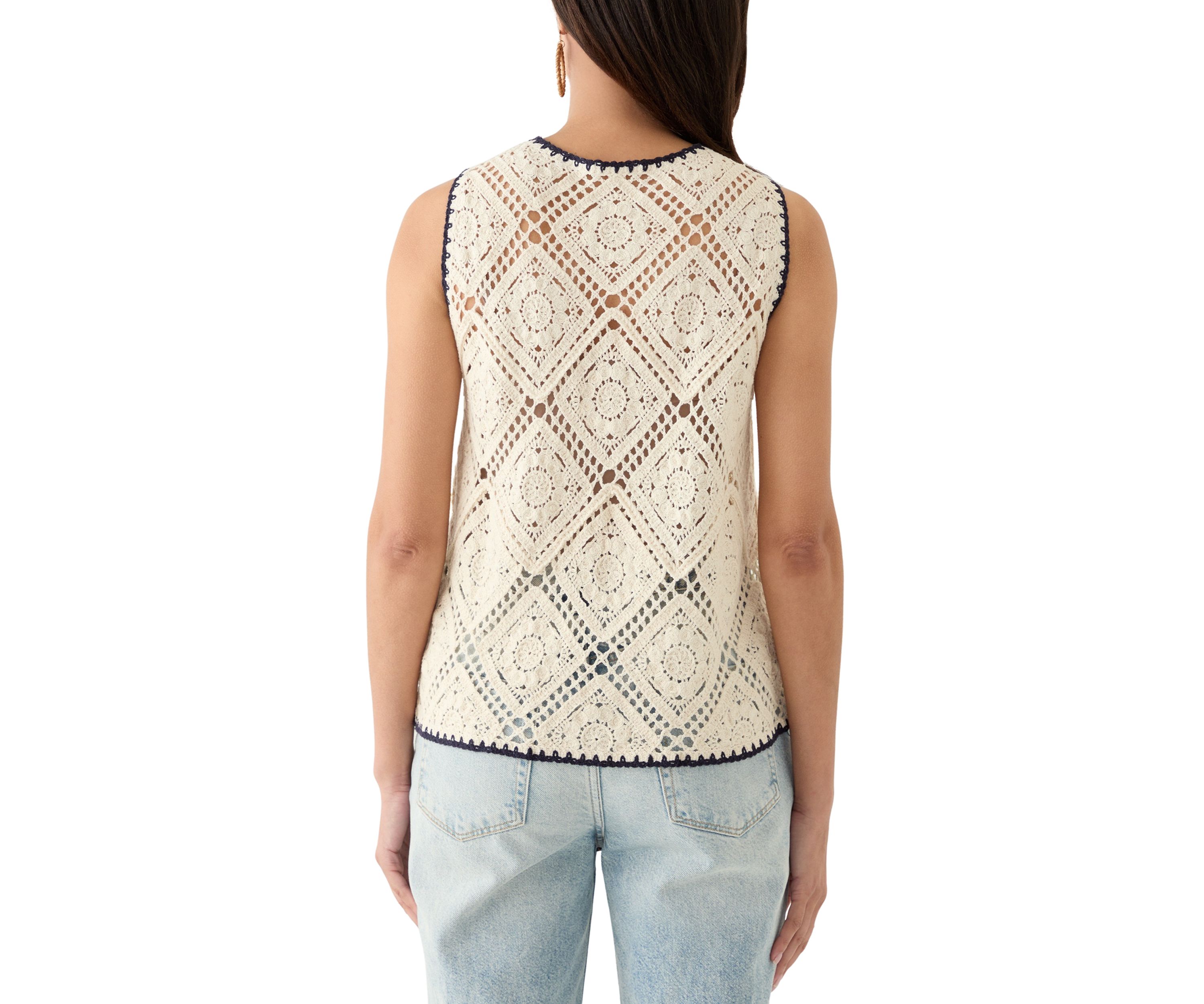 Womens Crochet Diamond Pattern Tank Top