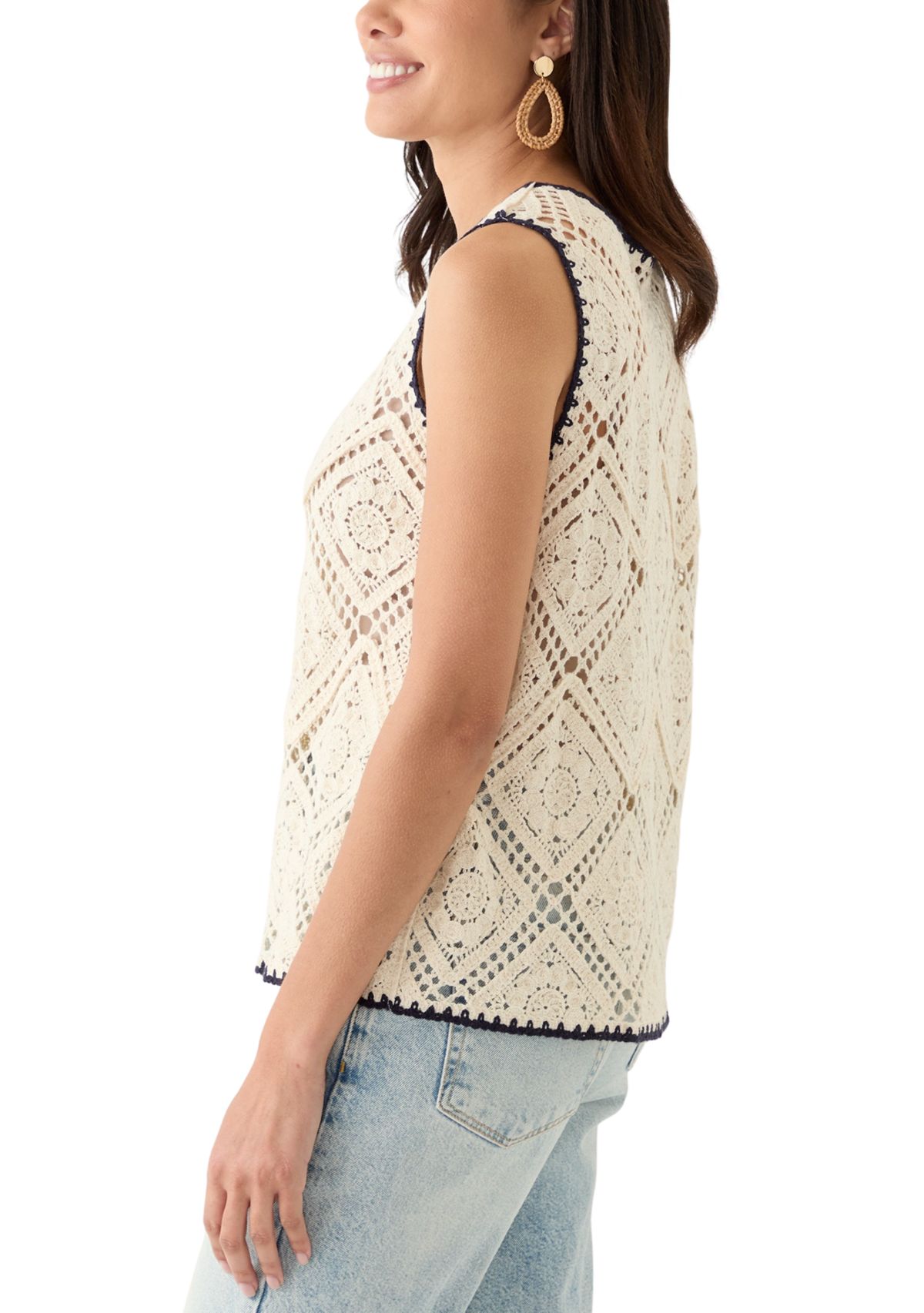 Womens Crochet Diamond Pattern Tank Top