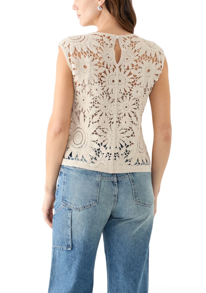 Womens Crochet Cap Sleeve Top