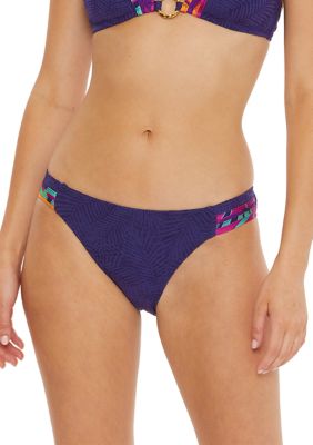 Textured Tab Side Hipster Swim Bottoms