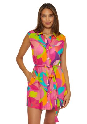 Lilleth Abstract Swim Cover Up Shirtdress