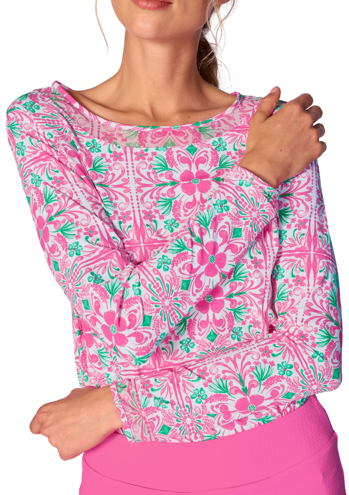 Mesh Insert Long Sleeve Top