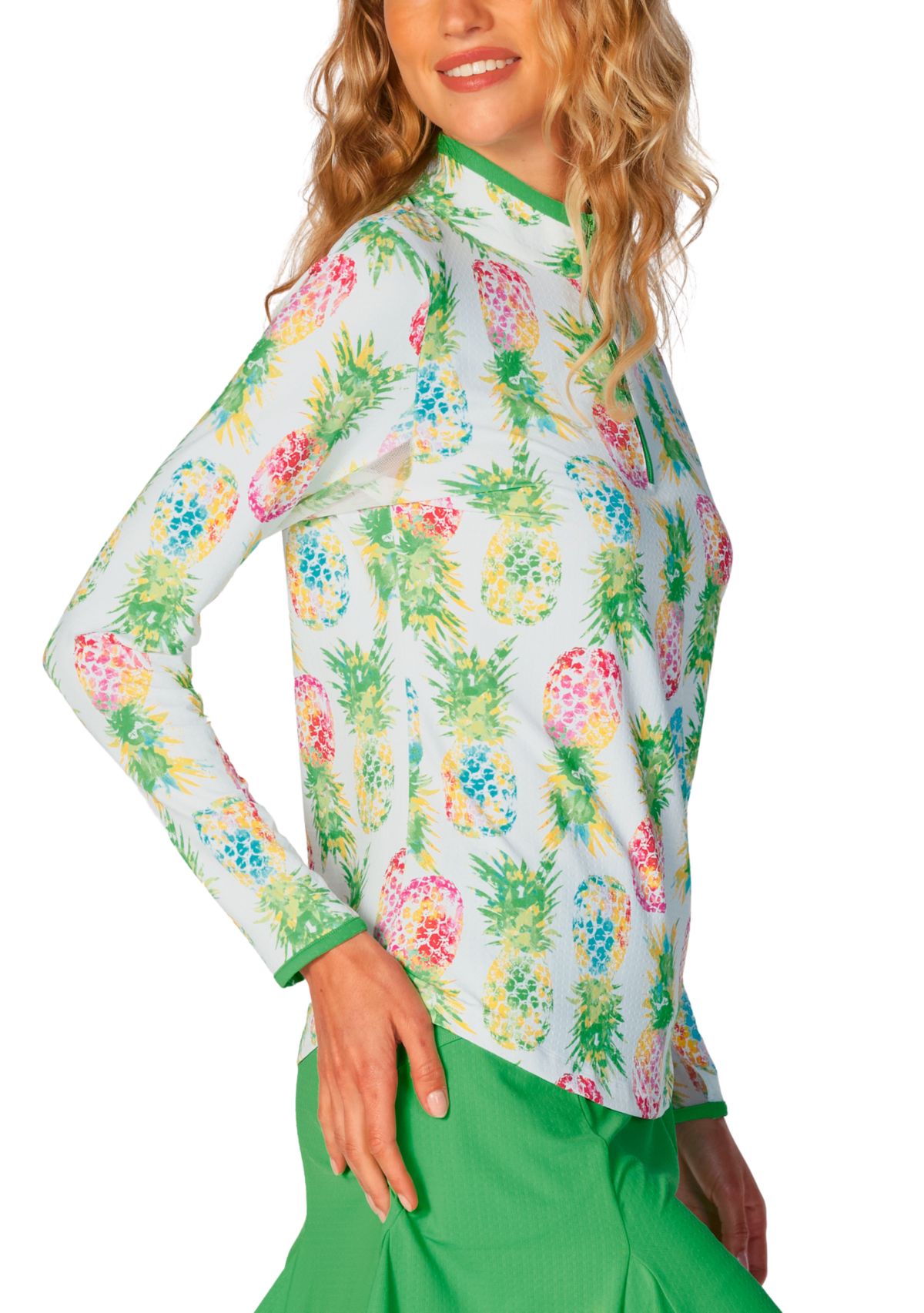 G LIFESTYLE Color Block Trim Quarter Zip Long Sleeve Top | Belk
