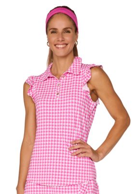 G LIFESTYLE Women's Sleeveless Ruffle Top With Buttons, Pink, Small