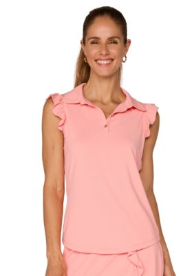 G LIFESTYLE Women's Sleeveless Ruffle Top With Buttons, XL