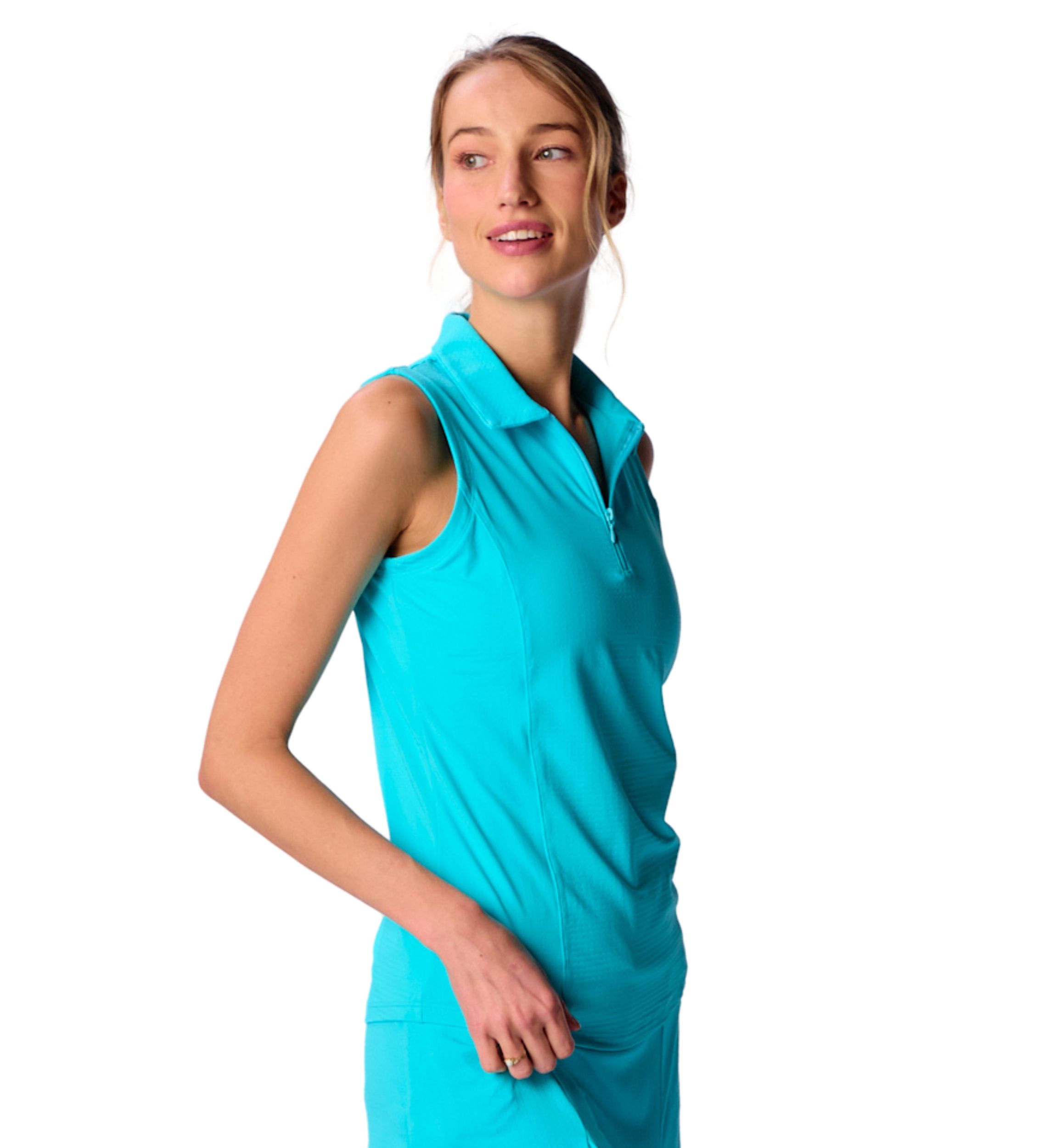Sleeveless Zip Polo