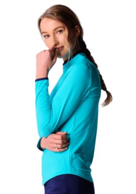 Color Block Trim Quarter Zip Long Sleeve Top