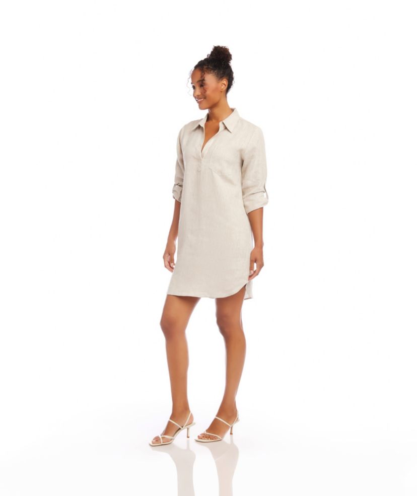 Roll Tab Linen Shirtdress