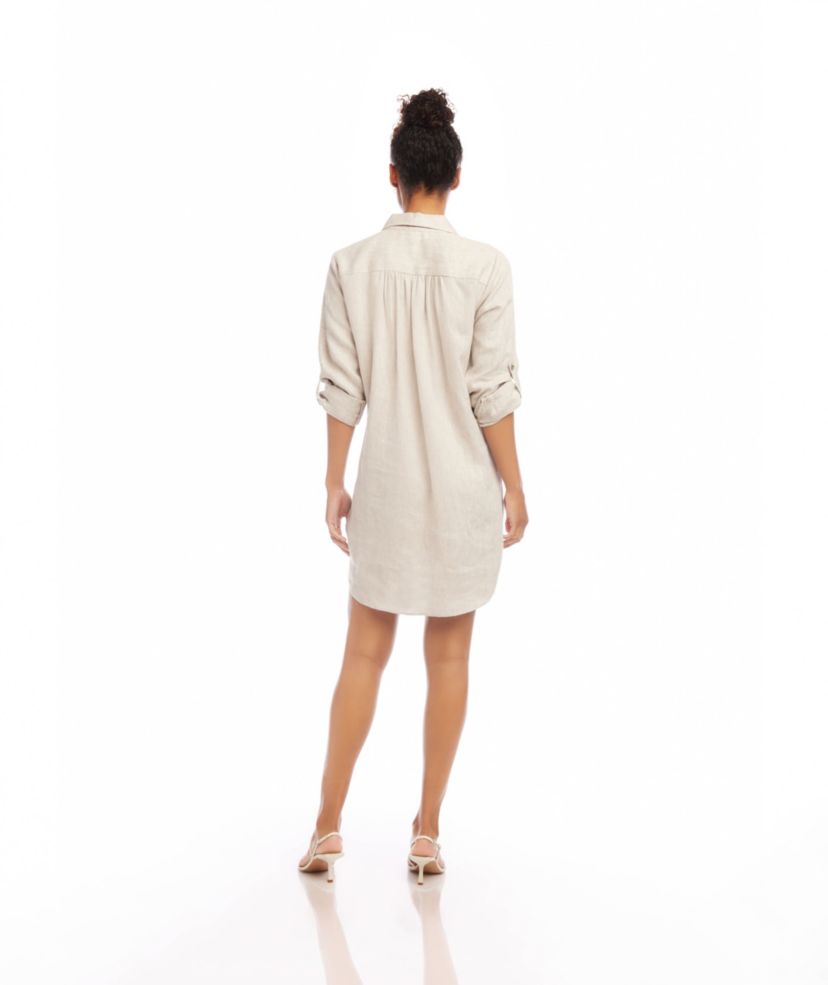 Roll Tab Linen Shirtdress