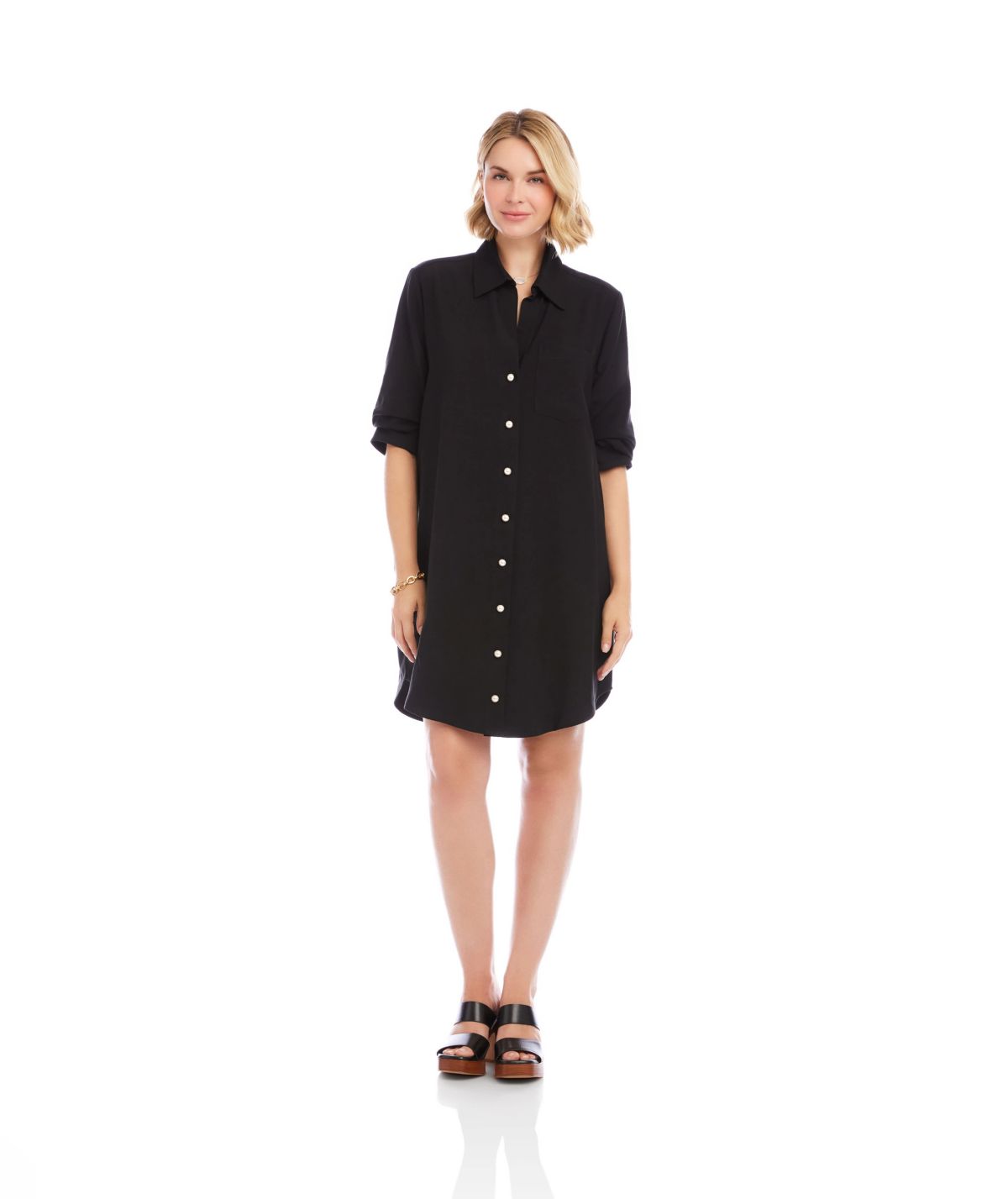 Ruched Sleeve Shirtdress