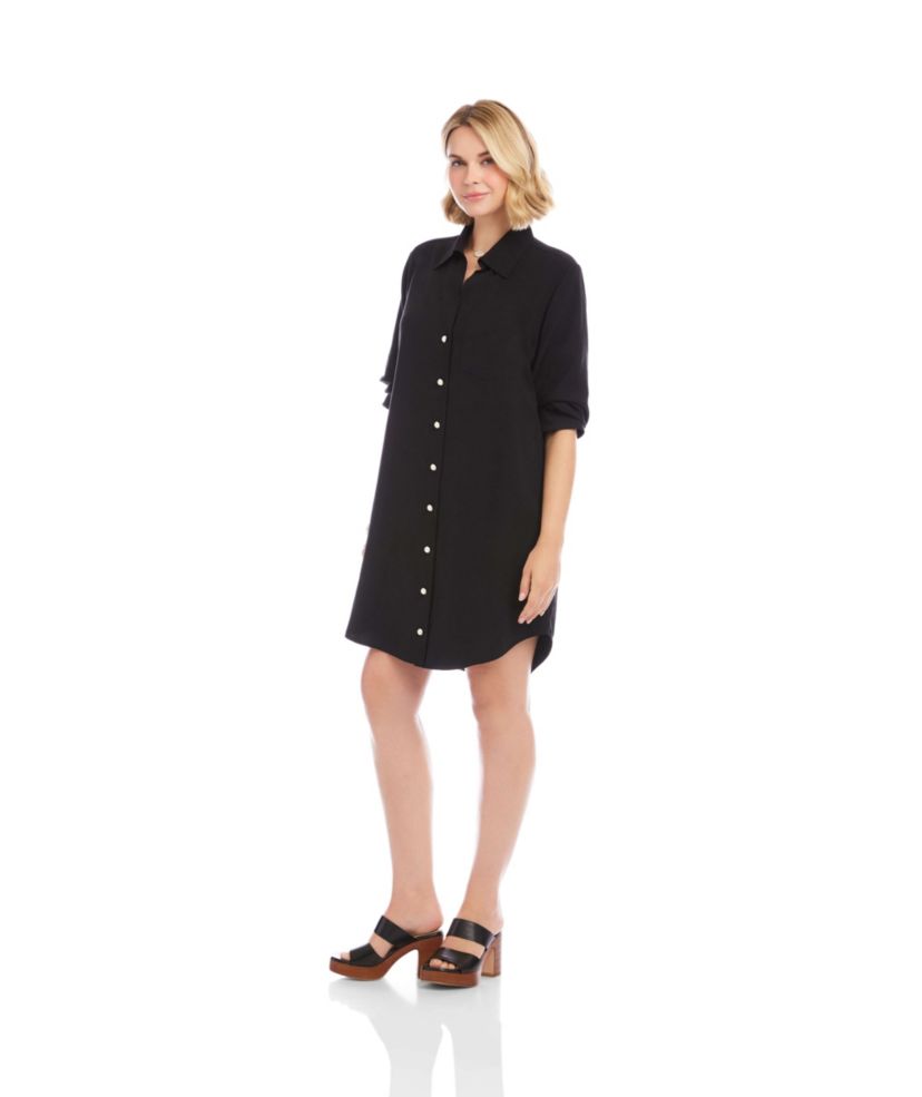 Ruched Sleeve Shirtdress