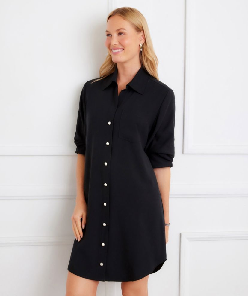 Ruched Sleeve Shirtdress