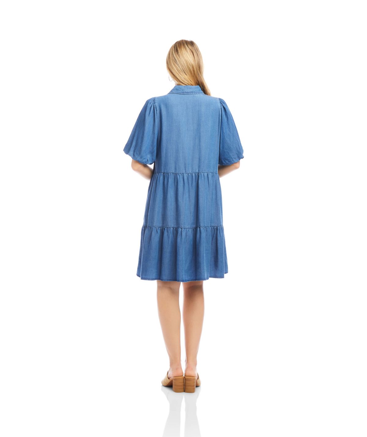 Puff Sleeve Tiered Shirtdress