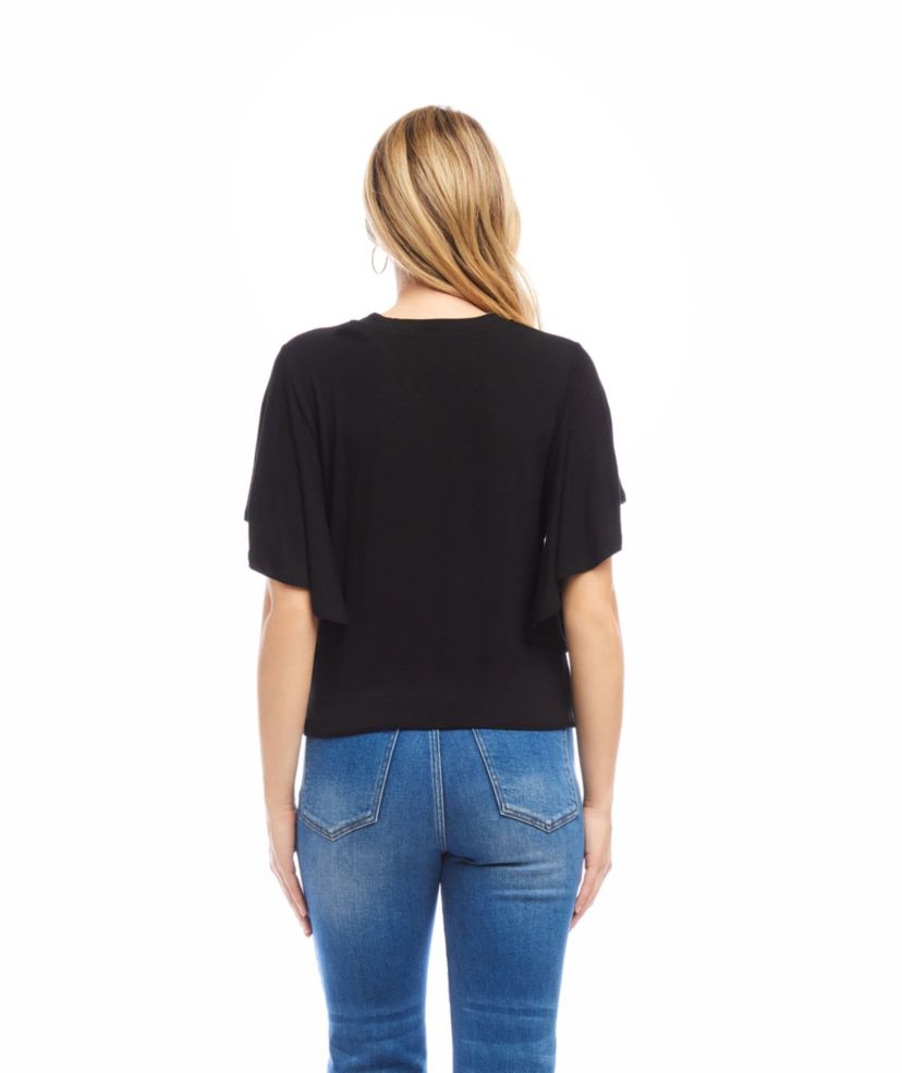 Flutter Sleeve Drape Front Top