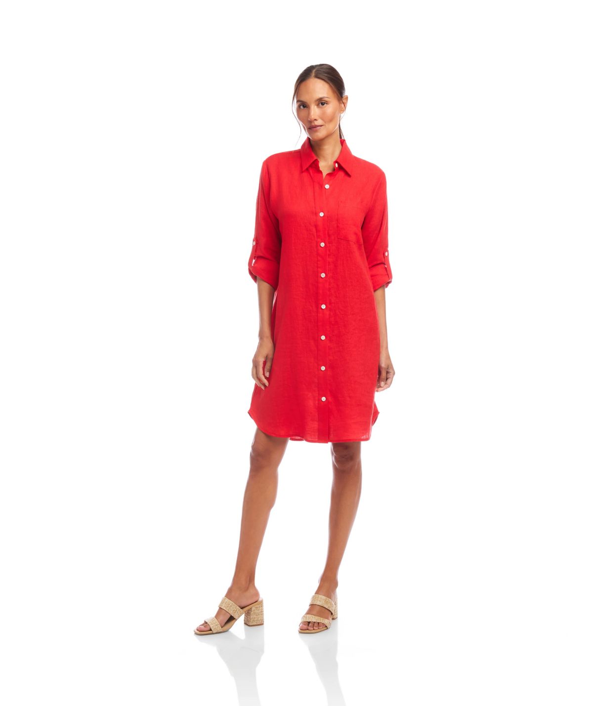 Roll Tab Linen Shirtdress
