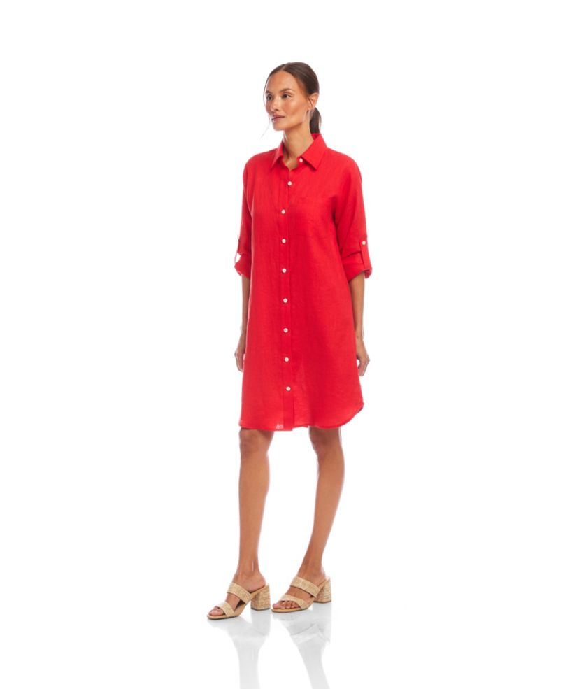 Roll Tab Linen Shirtdress