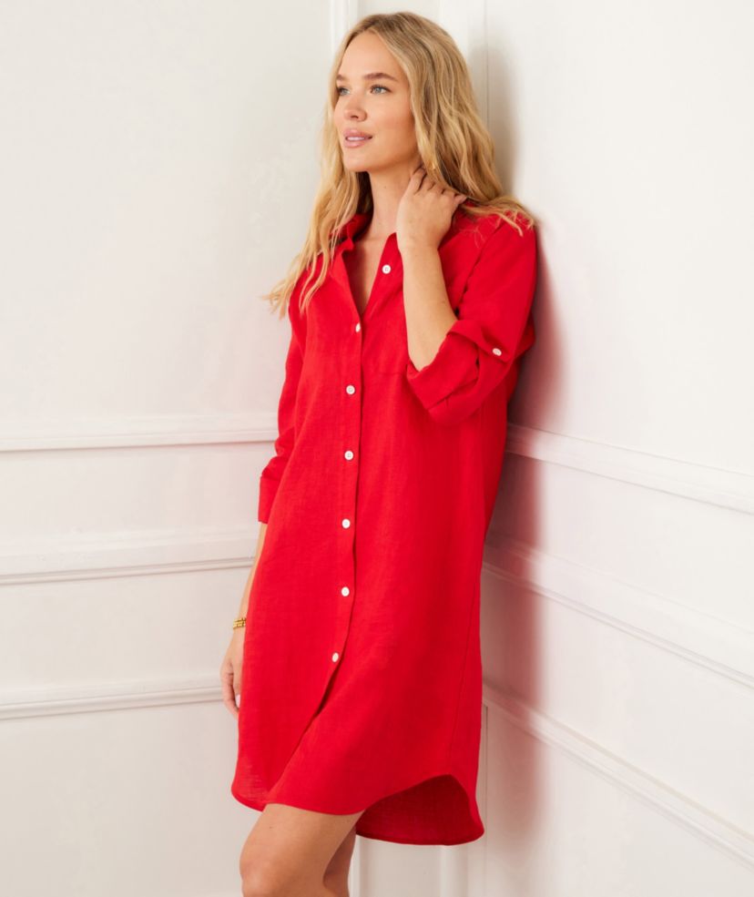 Roll Tab Linen Shirtdress