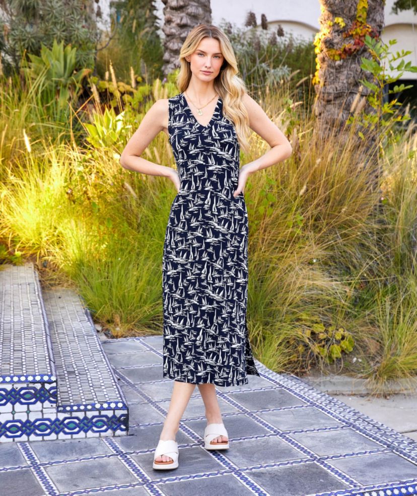 Sleeveless V-Neck Midi Dress