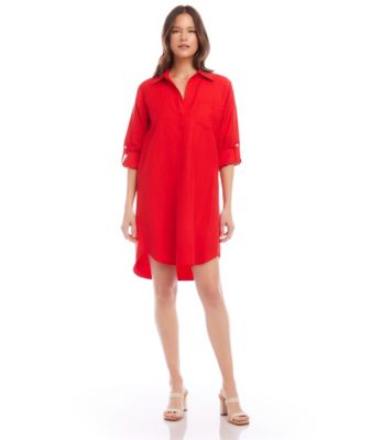 Roll Tab Sleeve Shirtdress